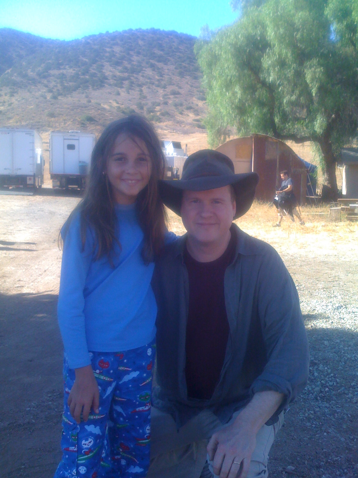 Haley Pullos and Joss Whedon on the set of Dollhouse