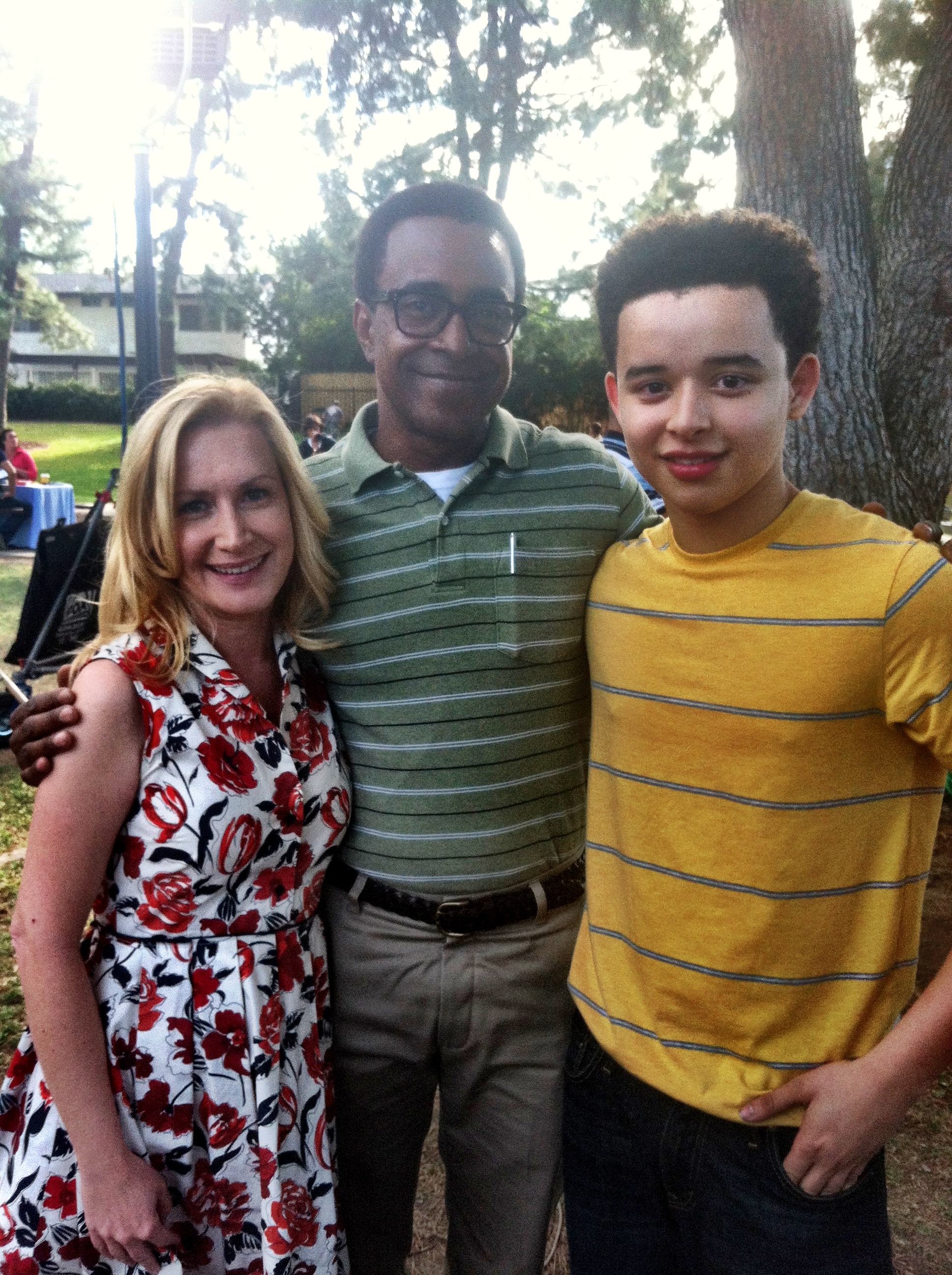 On the set of The Gabriels with Tim Meadows and Angela Kinsey