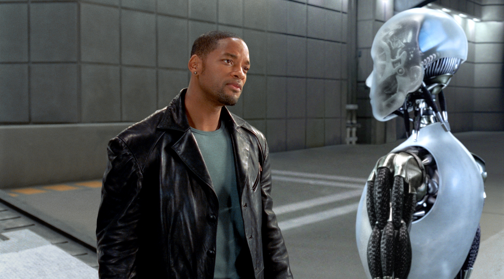 Still of Will Smith and Joanna Capitano in I, Robot (2004)