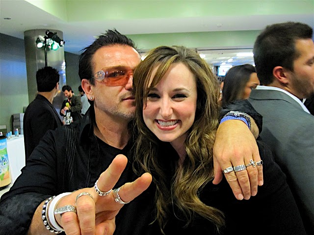 Kimberly Durrett with U2's Bono at the 2010 Brazilian Film Festival in LA