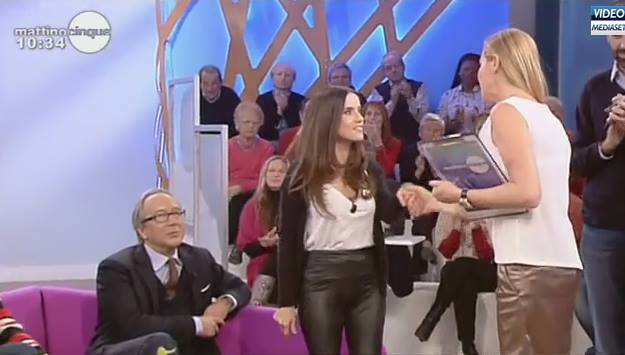 Hoster F Panicucci with Chiara on tv show Mattino 5