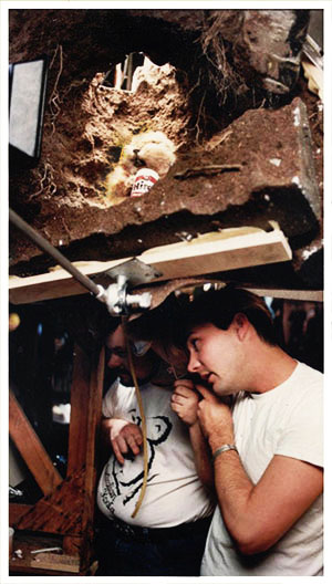 Caddyshack 2 (1988) ILM main stage. Steve Sleap, Tim Lawrence and the 'Gopher'.
