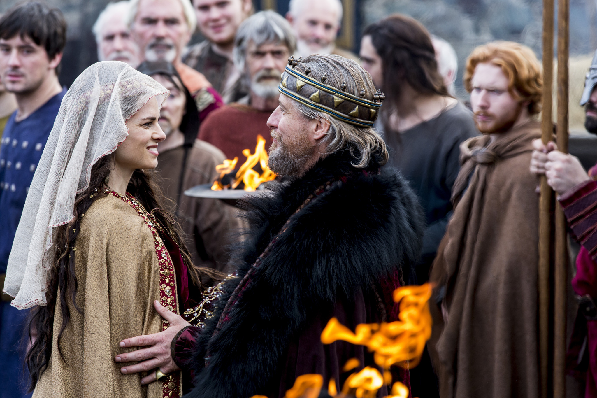 Still of Linus Roache and Amy Bailey in Vikings (2013)