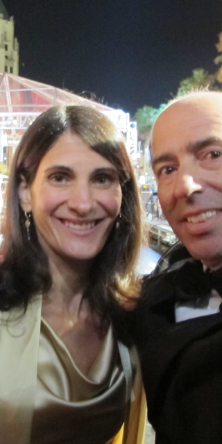 Journalist, Sharon Abella, and Film Producer, Jon Kilik, attend the Academy Awards. http://1worldcinema.com Dress designed by Sharon Abella