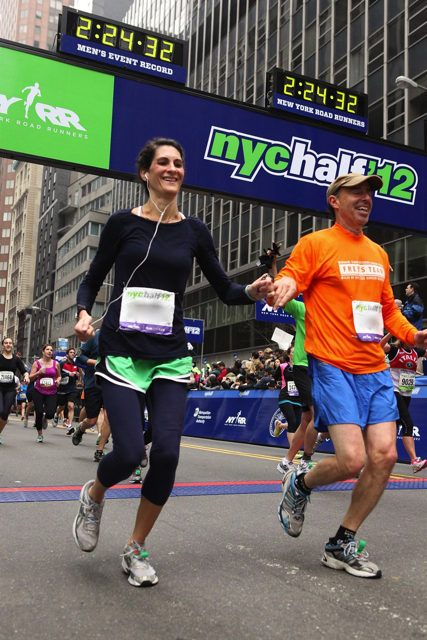 Sharon Abella and Jon Kilik NYC 1/2 Marathon on 3/18/2012 Time: 1:59:54