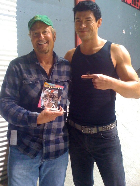 Savage Steve signing my copy of Better Off Dead. From set of Zeke & Luther
