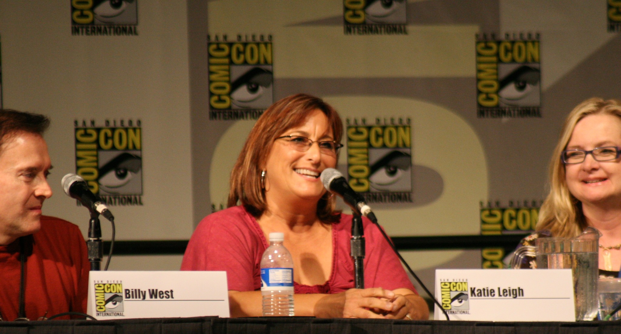 Billy West and Cheryl Chase watch Katie Leigh at the Cartoon Voices II panel.