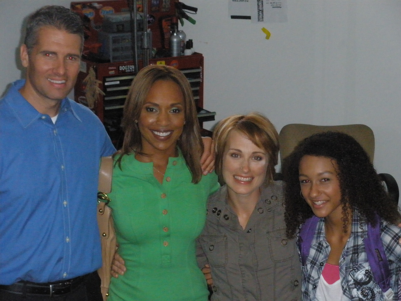 Sami on set of Breaking Point with actors from the show; Brian, Jillian,and Crystal