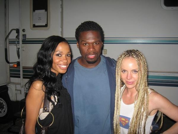 Curtis 50 cent Jackson, Darcel Moreno and Shirly Brener on the set of 