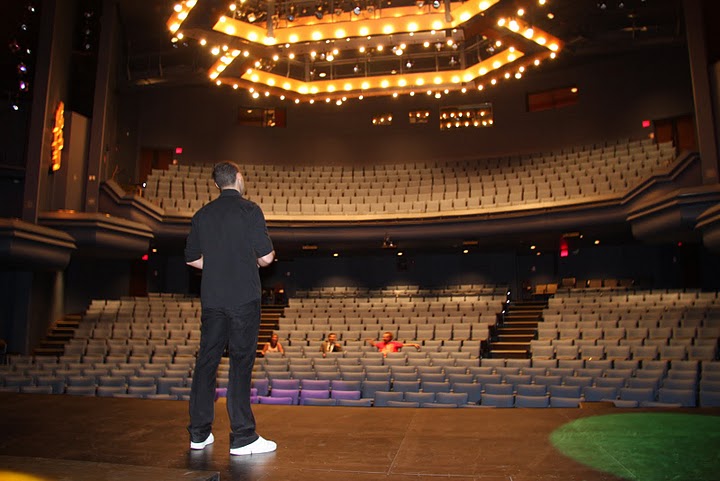 Pre Show for Cancer Can't Dance Like This at the Bluma Apel Theatre Toronto, with crew looking on.