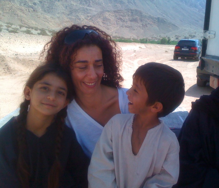 With Noor and Ammar. Theeb, on location in Wadi Araba, Jordan.