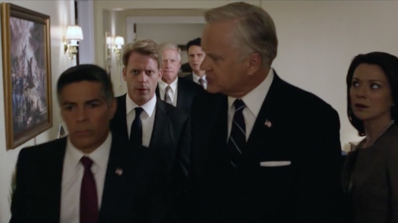 Still of Esai Morales, Sorin Brouwers, Tim Robbins and Maribeth Monroe in The Brink (2015)