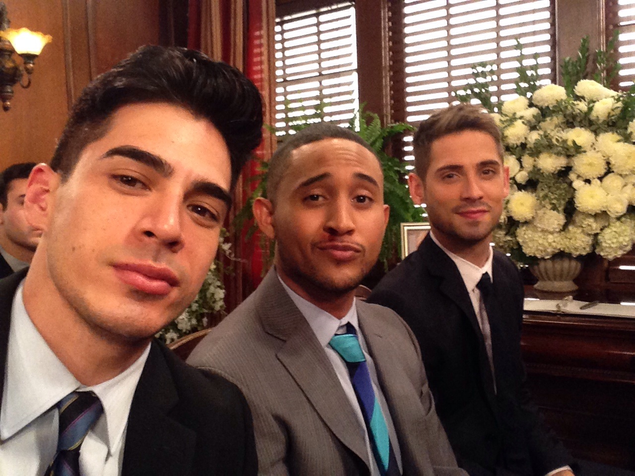 Set still with Tahj Mowry and Jean-Luc Bilodeau of ABC Family's Baby Daddy - 9/18/14