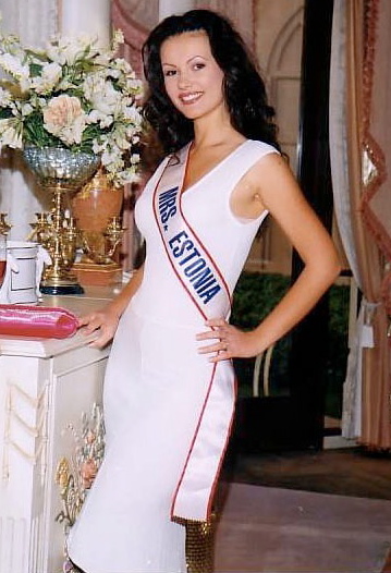 Natasha Blasick competes in the 2004 Mrs. World pageant.