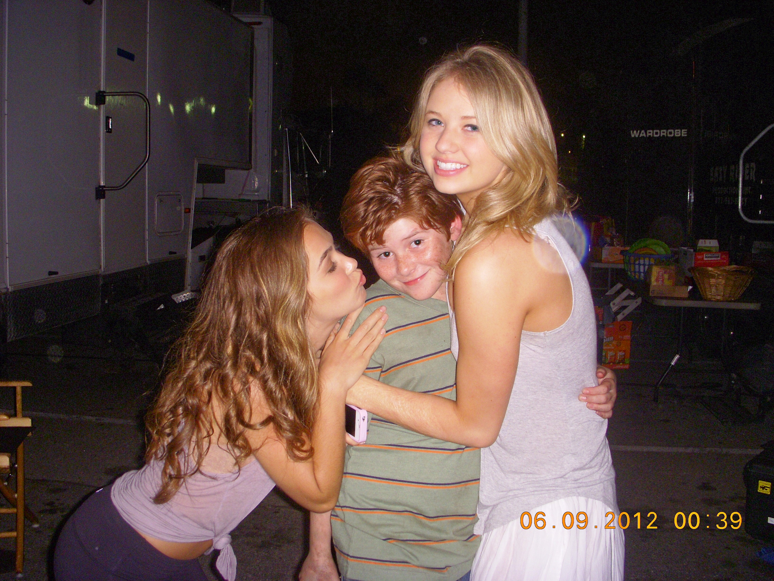 Dmitri with Kassandra Clementi and Haley Lu Richardson on the set of Twister Warning