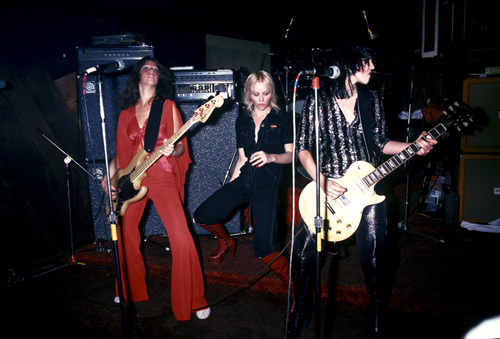 The Runaways (Joan Jett, Jackie Fox, Cherie Currie) performing at CBGB in New York City on August 2, 1976