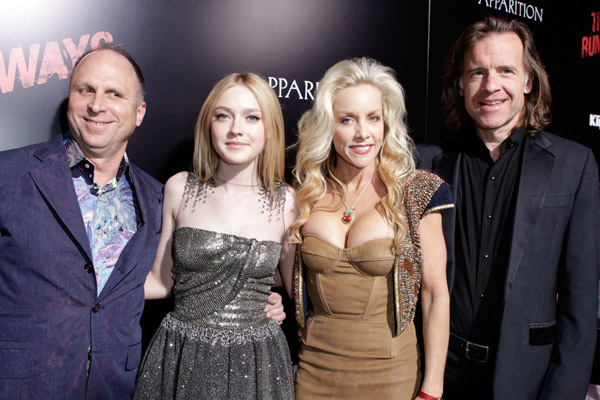 Bob Berney, Cherie Currie, Dakota Fanning and Bill Pohlad at event of The Runaways (2010)