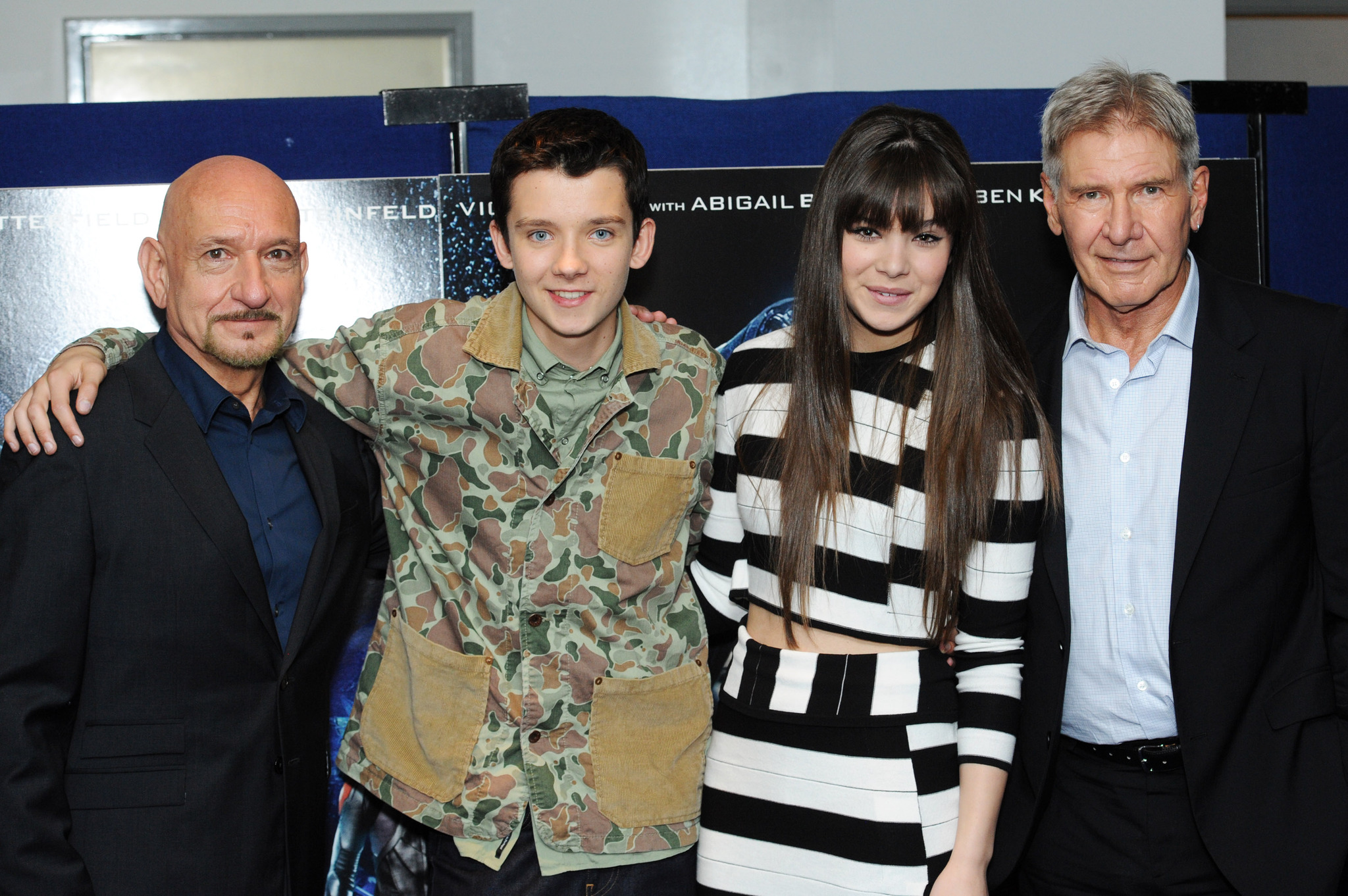 Harrison Ford, Ben Kingsley, Asa Butterfield and Hailee Steinfeld at event of Enderio zaidimas (2013)