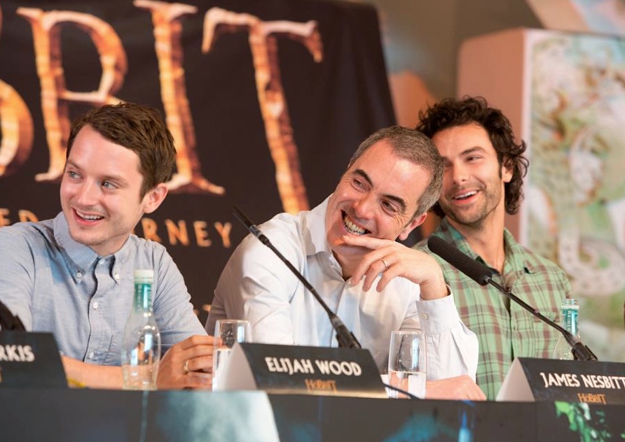 Elijah Wood, James Nesbitt and Aidan Turner at Wellington, NZ press conference for the world premiere of The Hobbit: An Unexpected Journey.