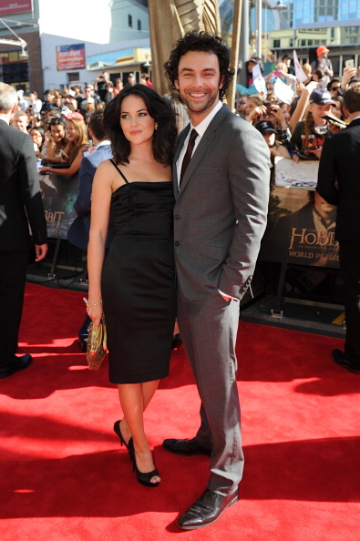 Aidan Turner and Sarah Greene at the New Zealand world premiere of The Hobbit: An Unexpected Journey.