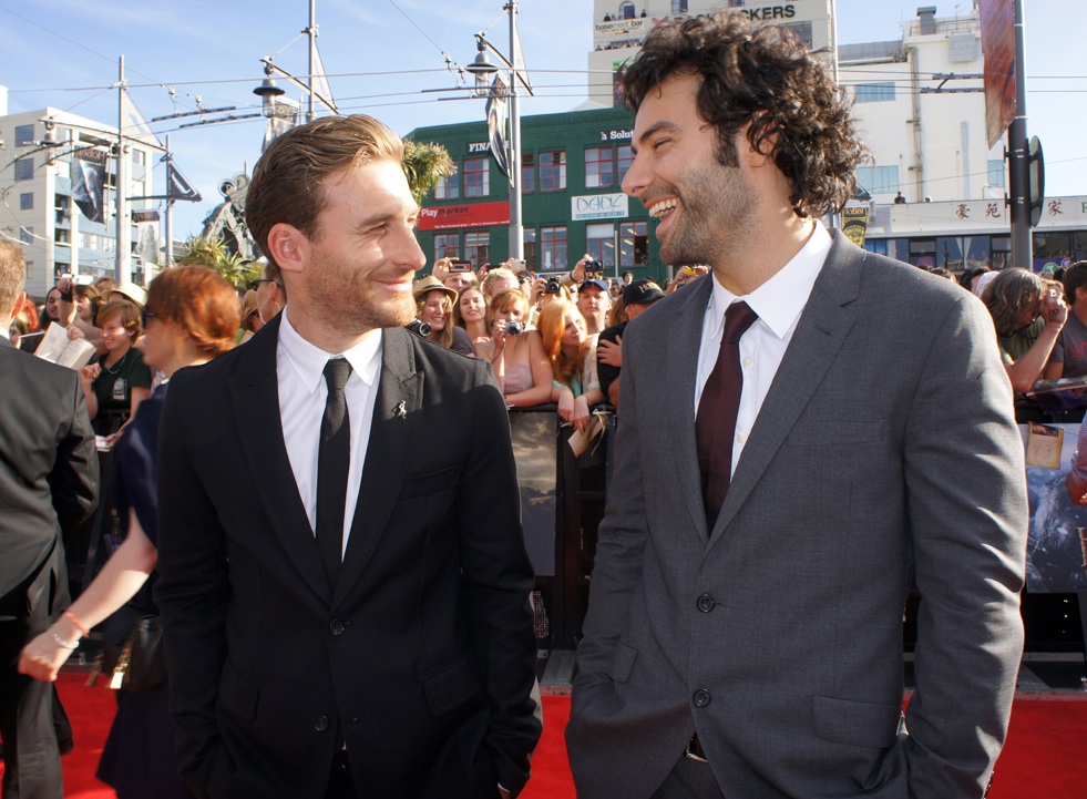 Aidan Turner and Dean O'Gorman at the New Zealand world premiere of The Hobbit: An Unexpected Journey.