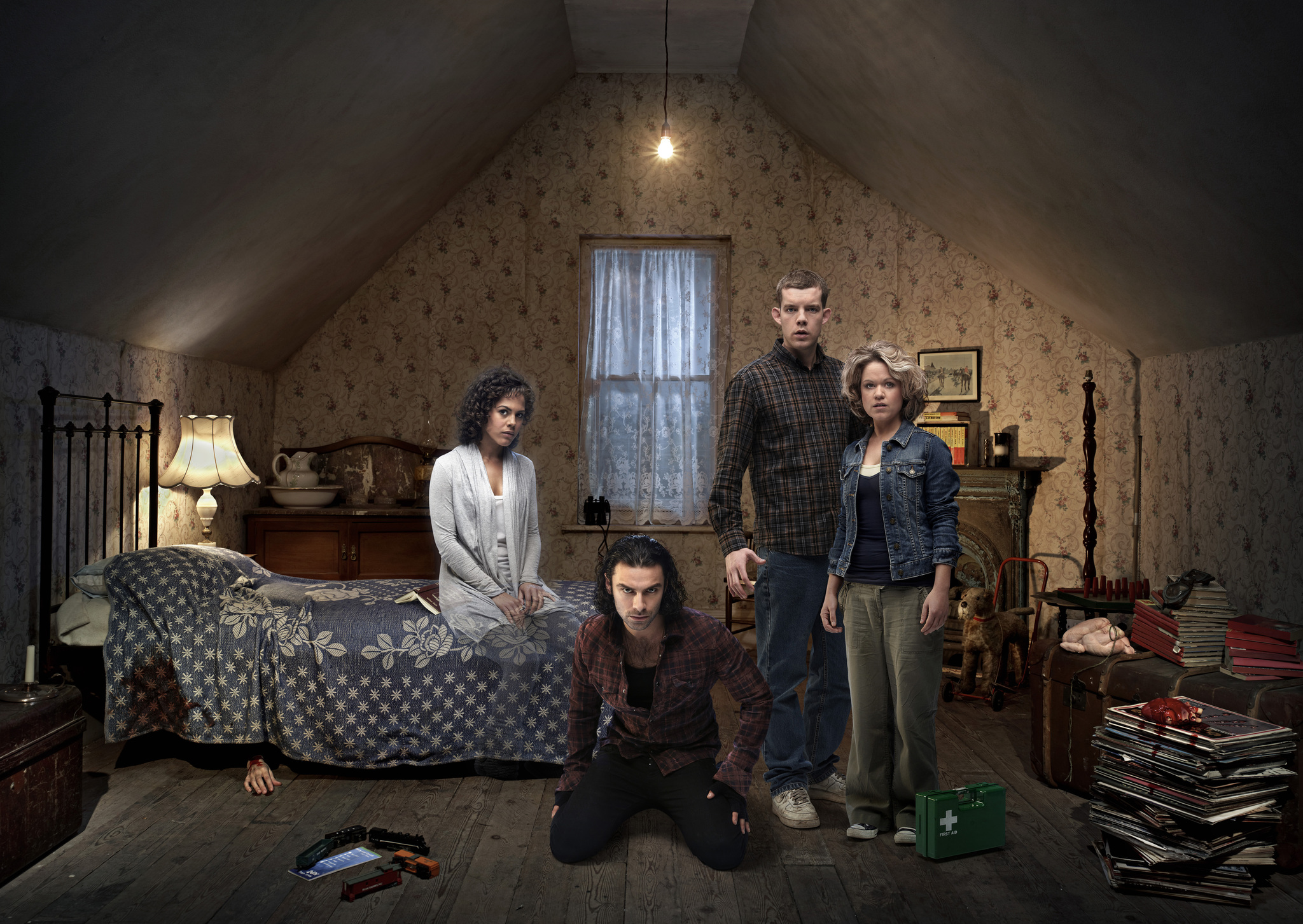Still of Sinead Keenan, Russell Tovey, Lenora Crichlow and Aidan Turner in Being Human (2008)