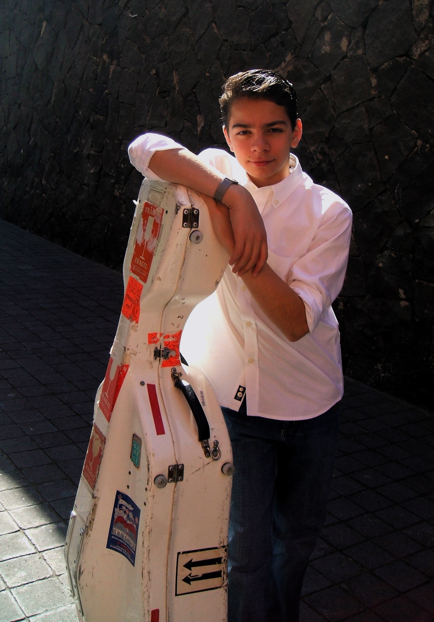Juan-Salvador Carrasco, 12, after his debut in Mexico City playing the Saint-Saens cello concerto (March 2007).