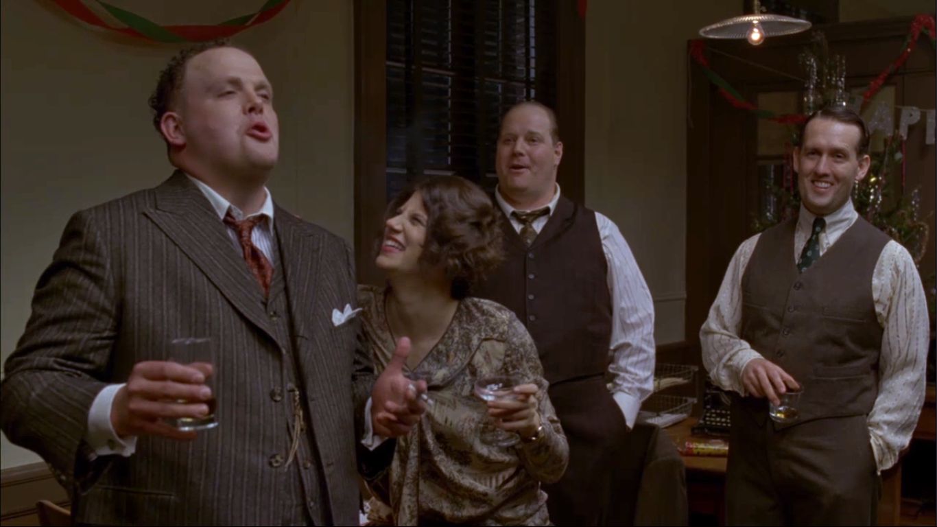 Ryan Woodle, Erin Fogel, Mike Houston, and Ned Noyes in a still from Boardwalk Empire, Episode: Resolution