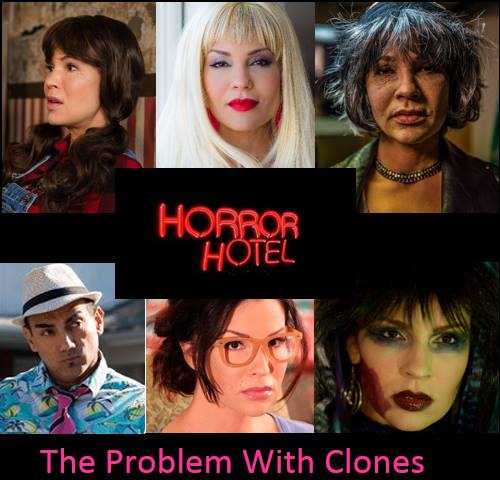 Baby Norman playing clones Georgia, Paris, Teresa, Caroline and Elizabeth along with RC Sayyah, in the episode 'The Problem with Clones from the web series 'Horror Hotel.'