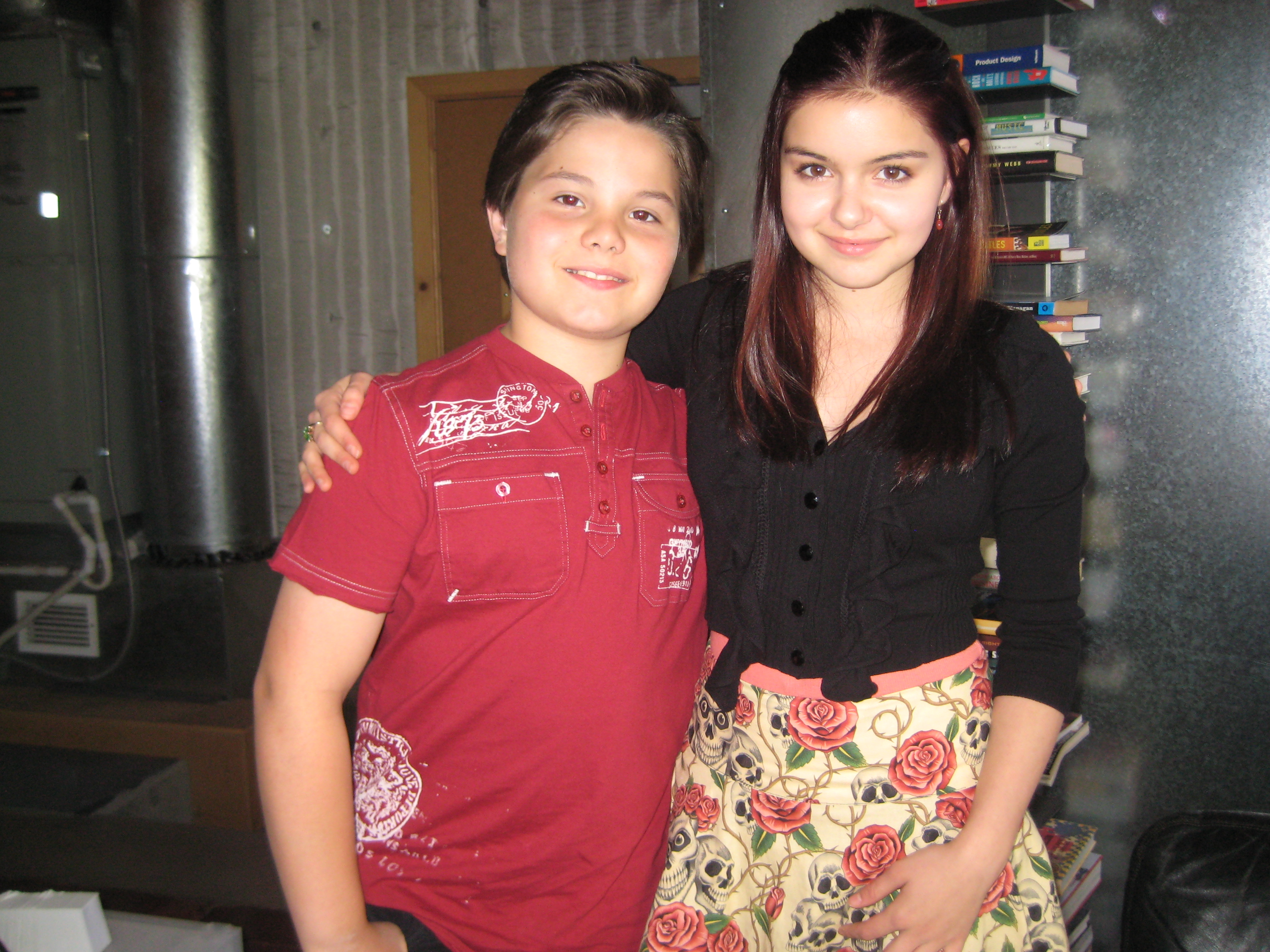 Zach Callison and Ariel Winters just out ot the studio where they recorded the first episode of 