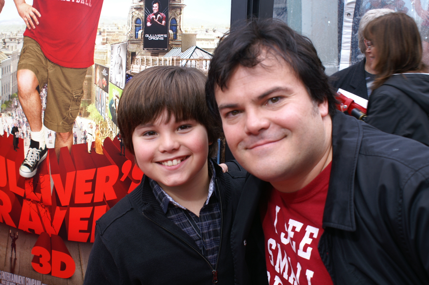 Zach Callison and Jack Black at the premiere of Gulliver's Travels.