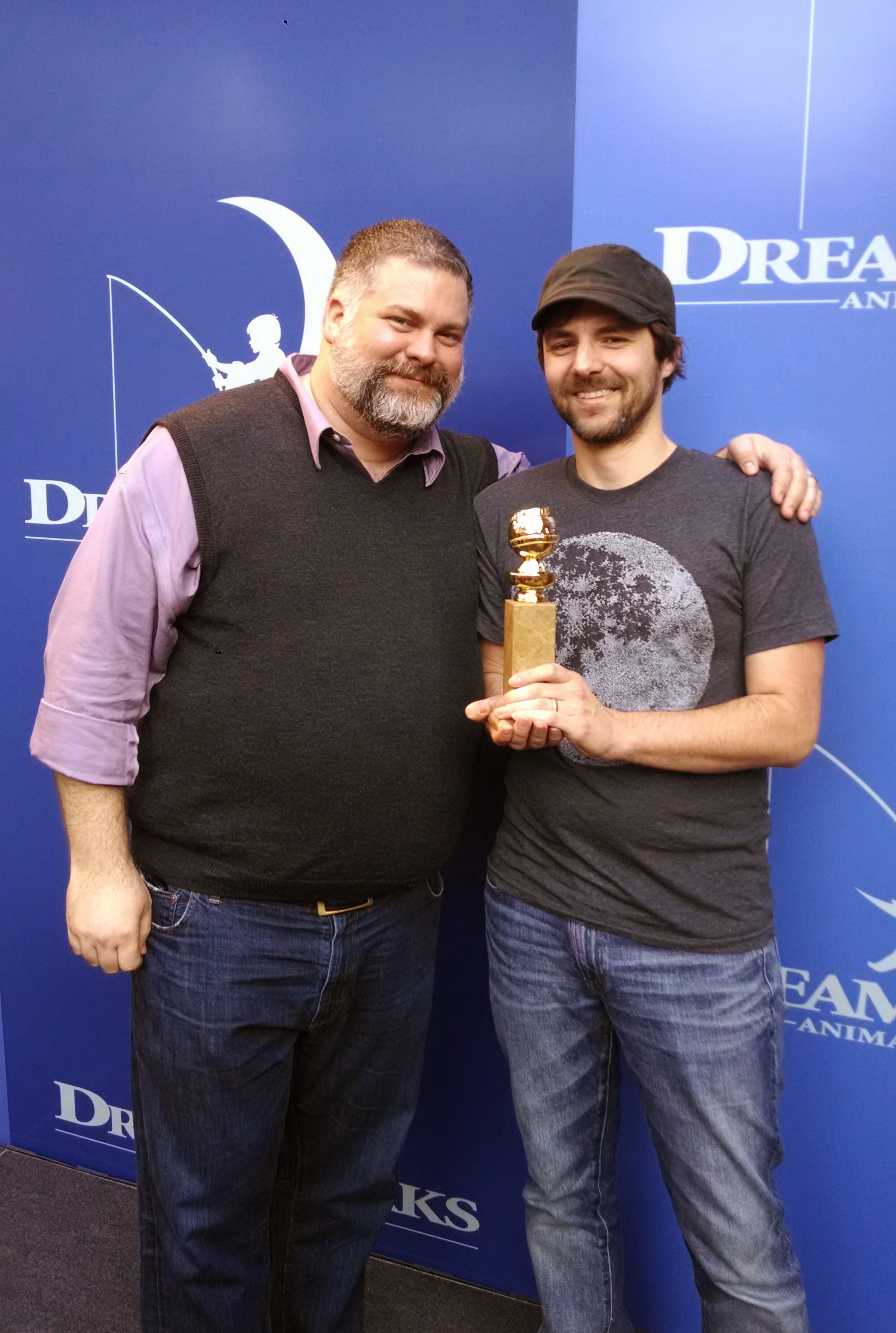 Golden Globe for How To Train Your Dragon 2, Thomas Grummt with director Dean DeBlois, 2015