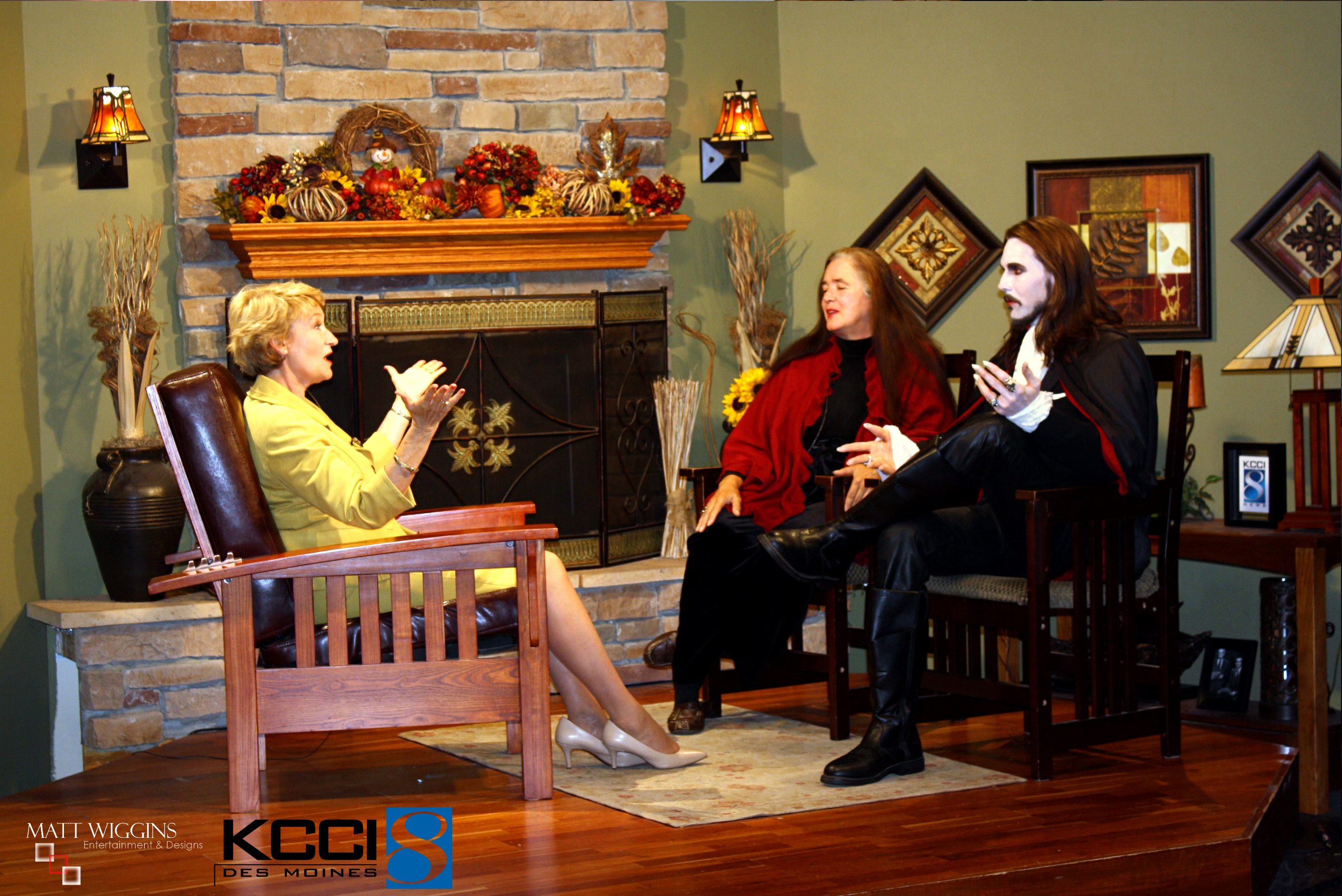 MATT WIGGINS (DRACULA)sits in for in interview with KCCI News Channel 8 in Des Moines, IA - October 2014