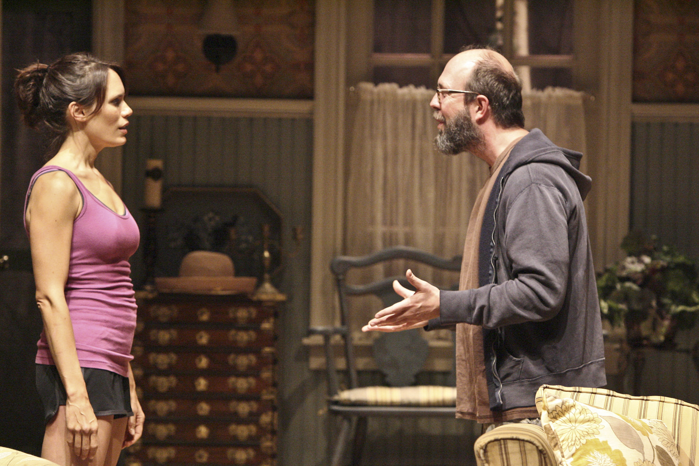 Nell (Emily Swallow) and Elliot (Eric Lange) in Donald Margulies' THE COUNTRY HOUSE at the Geffen Playhouse