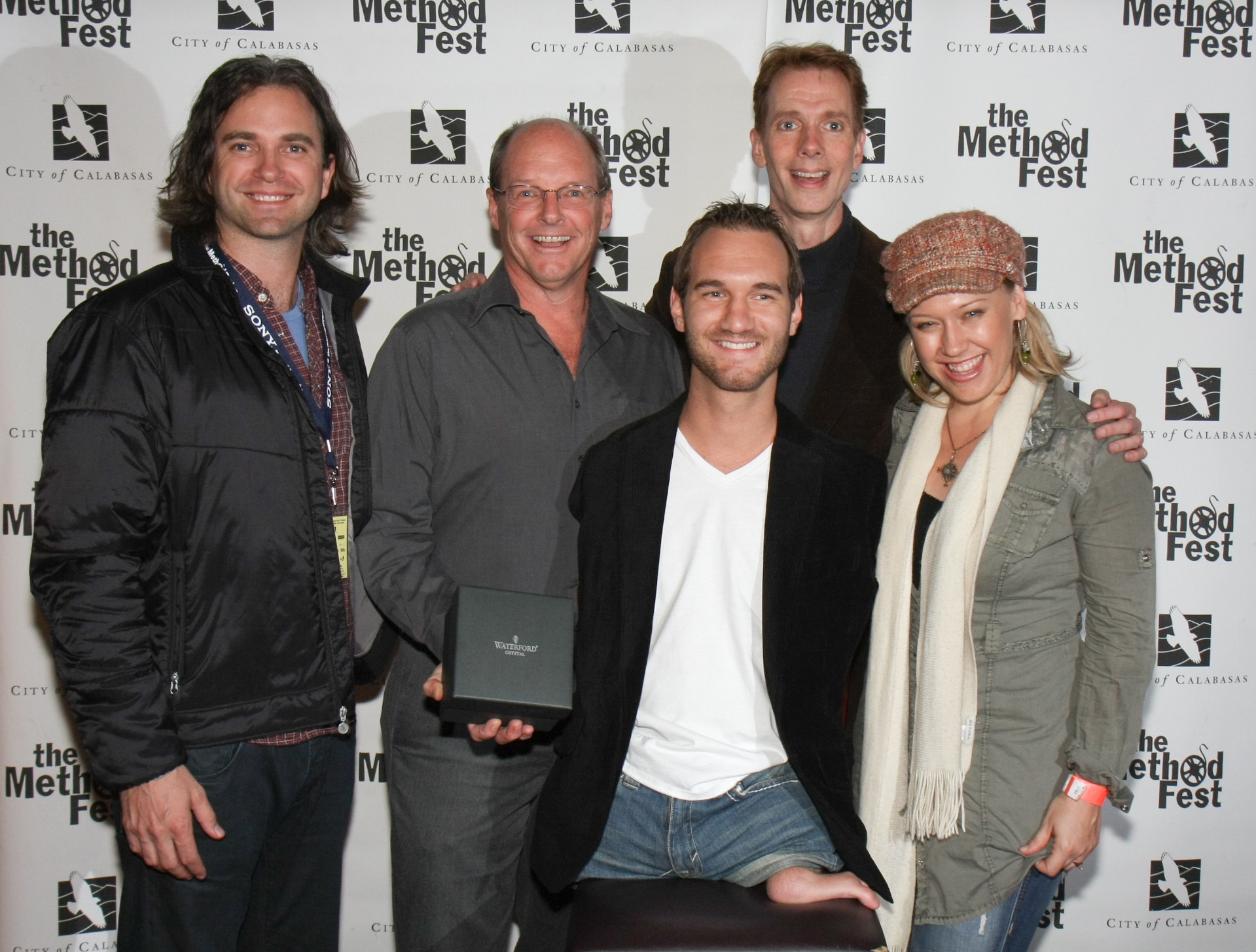 Best Short Film & Best Actor Awards at the 2010 Method Fest (LR Joshua Weigel, Nick Vujicic, Doug Jones & Rebekah Weigel)