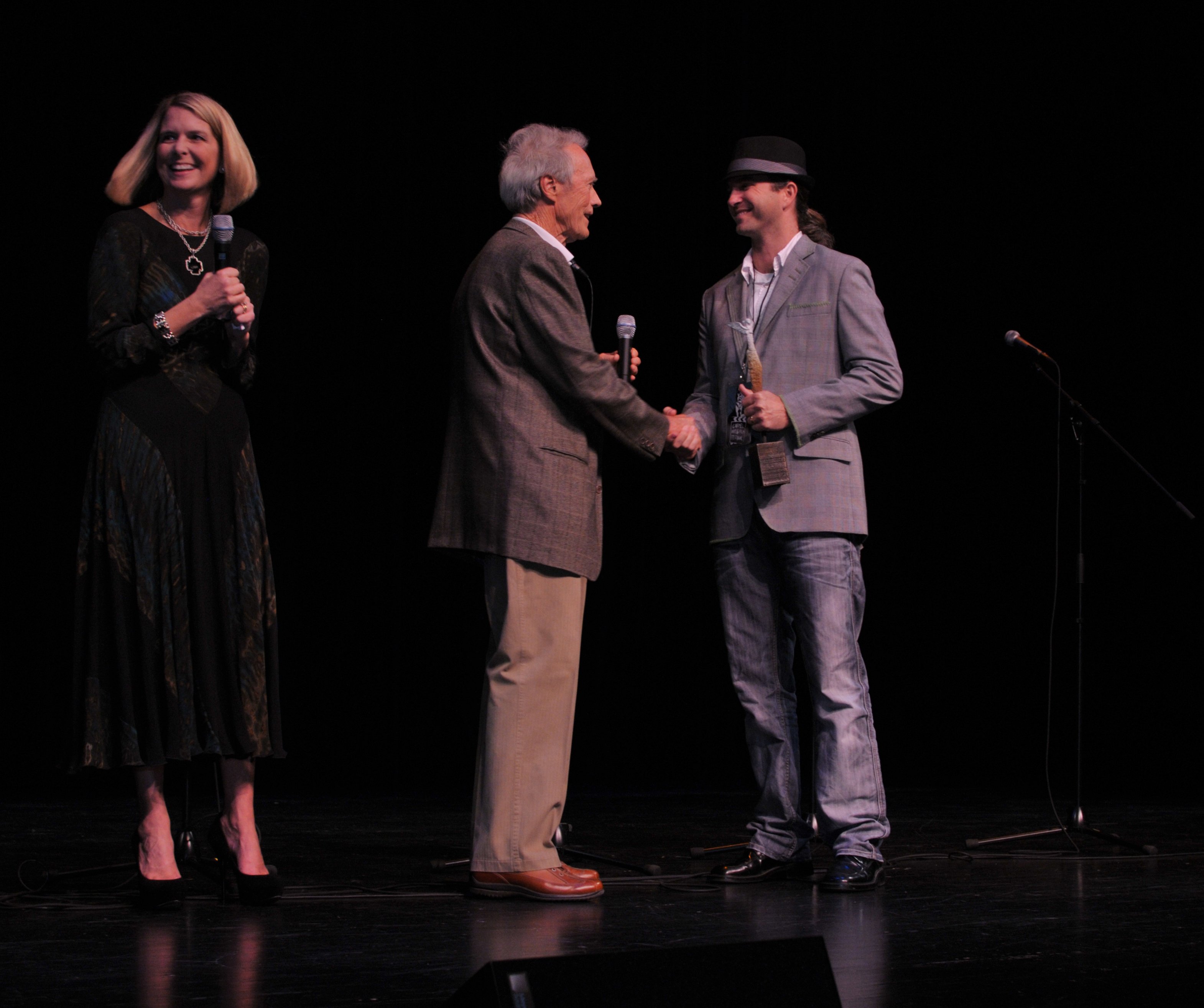 Josh Weigel receiving the first ever Clint Eastwood Filmmaker Award at the 2010 Carmel Art & Film Festival.