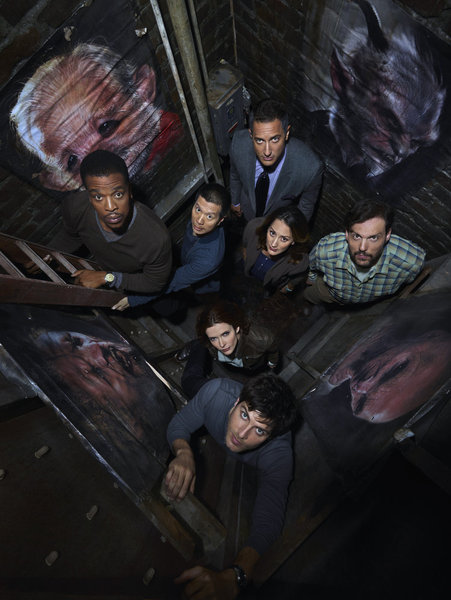 Still of Bree Turner, Bitsie Tulloch, David Giuntoli and Sasha Roiz in Grimm (2011)