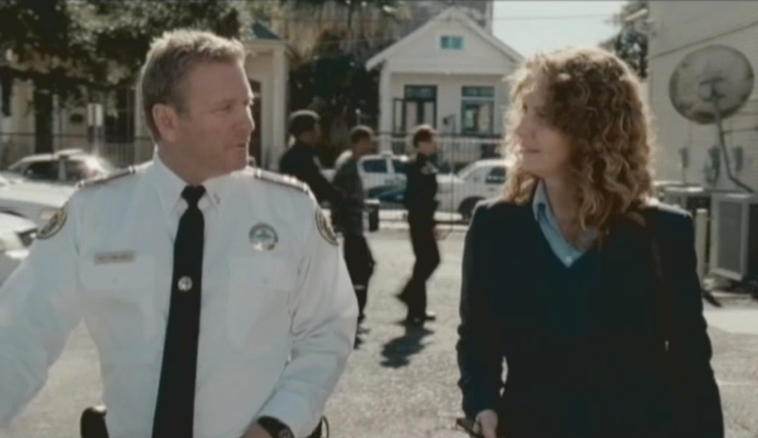 Tony Senzamici with Melissa Leo on the HBO series Treme