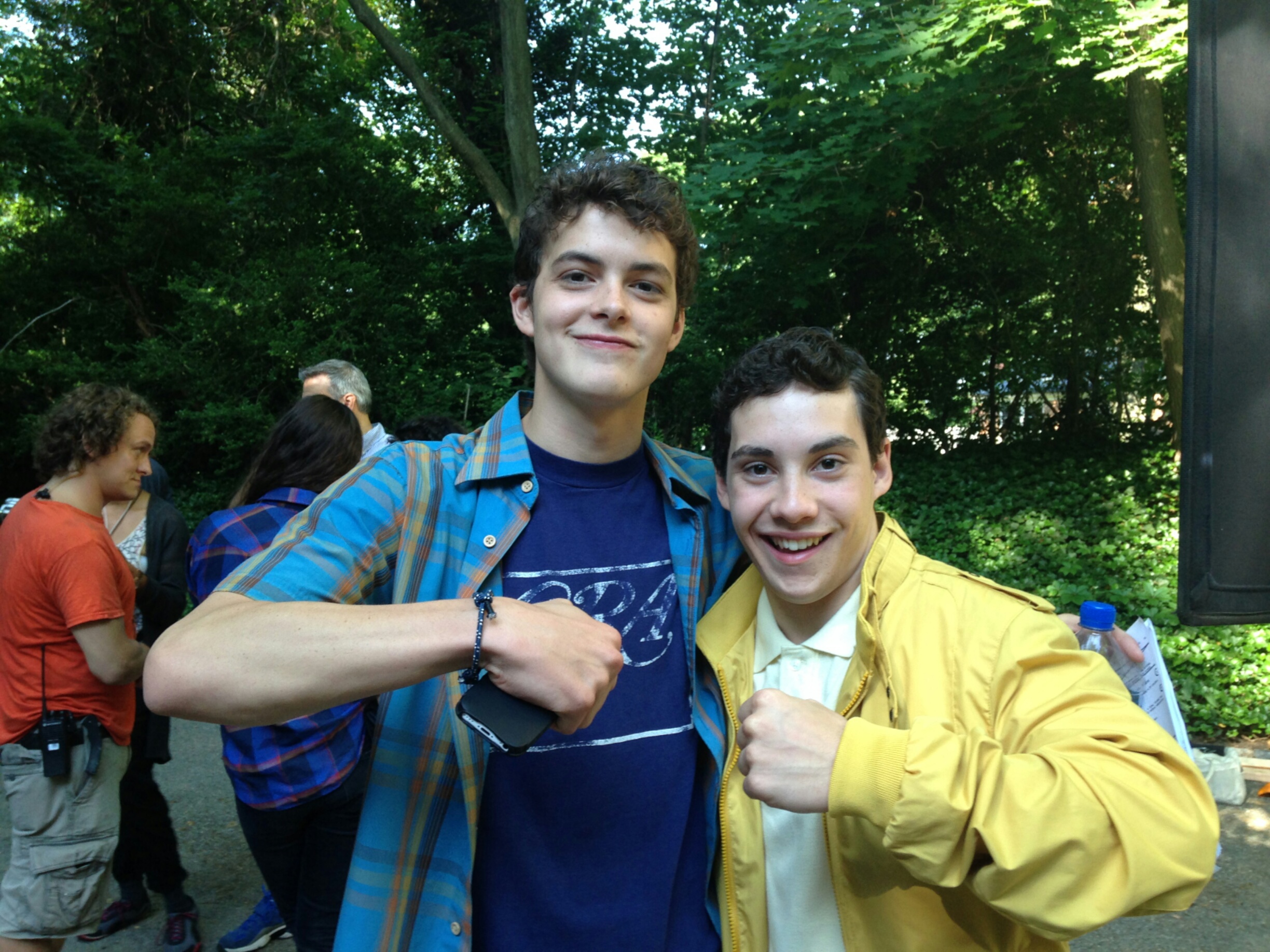 John D'Leo with actor Israel Broussard on the set of 
