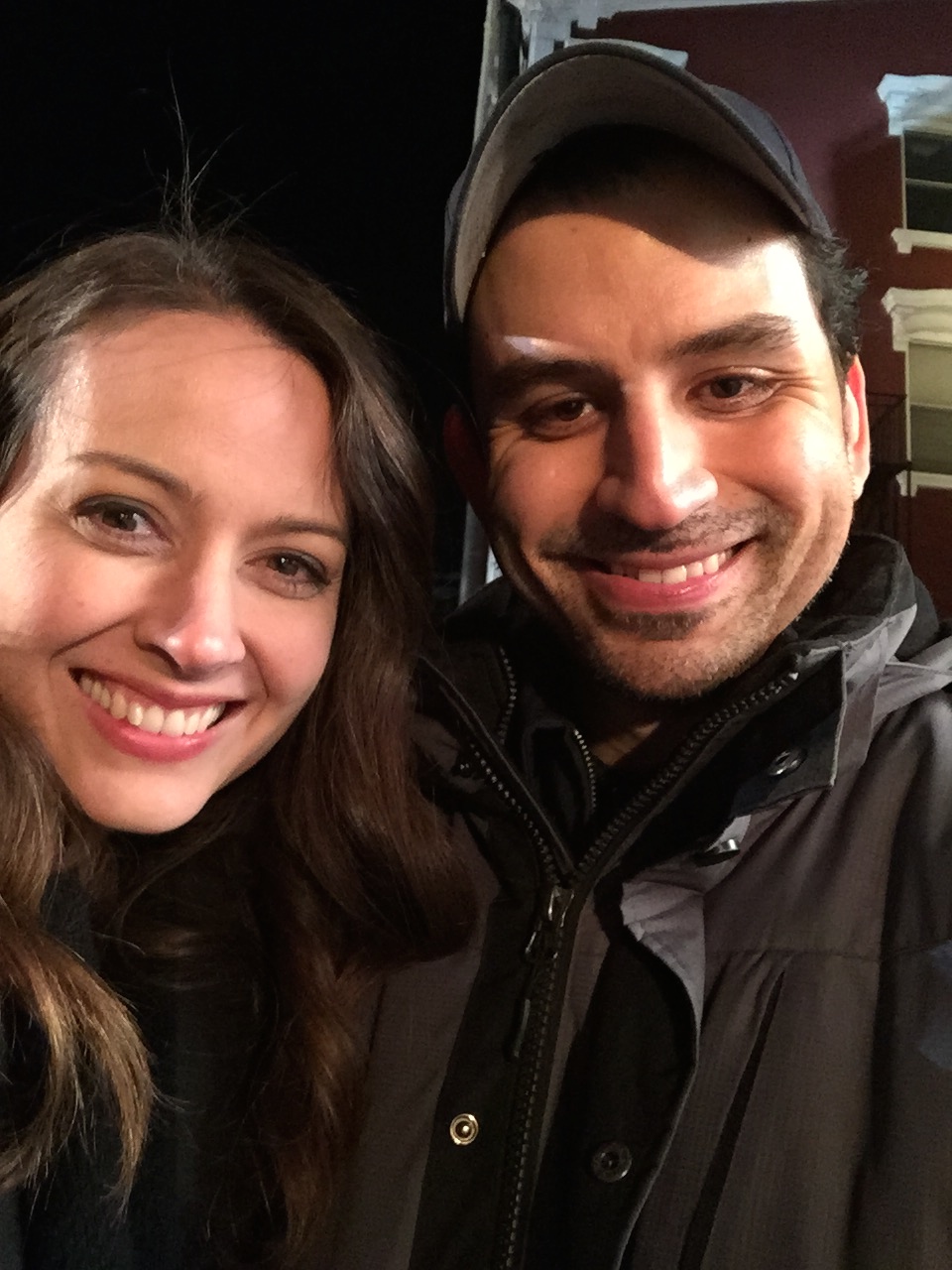 On set shooting Person Of Interest with star, Amy Acker