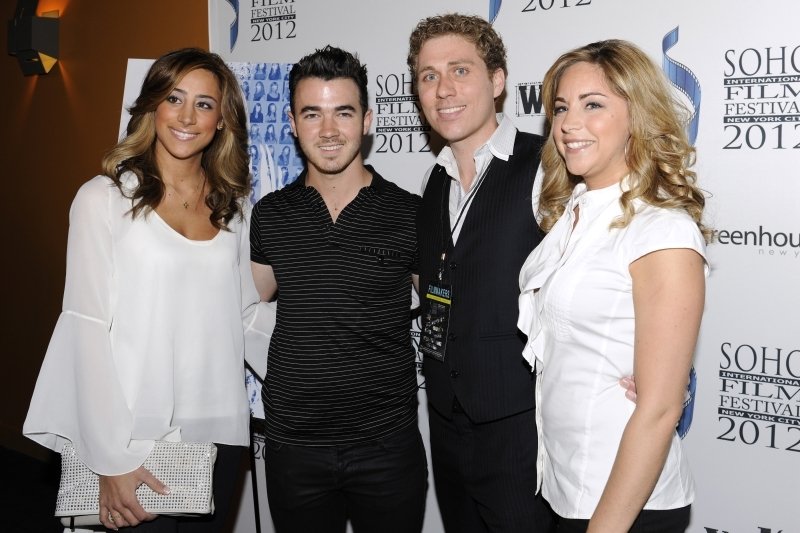 Producer Brian Gonsar and his wife Dina Deleasa with Kevin & Danielle Jonas during the Forgetting the Girl premiere at the SoHo International Film Festival NYC 2012.