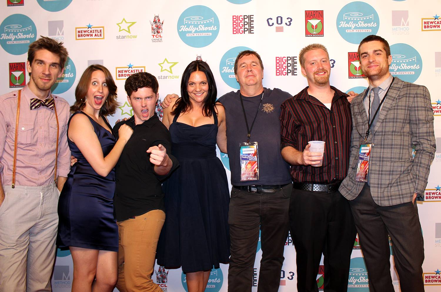 Left to Right; Conner Marx, Beth Meberg, Connor Hair, Ladora Sella, Scot Robinson, Fred Beahm, and Lautaro Gabriel Gonda at the 2013 Holly Shorts Festival for Brightwood.