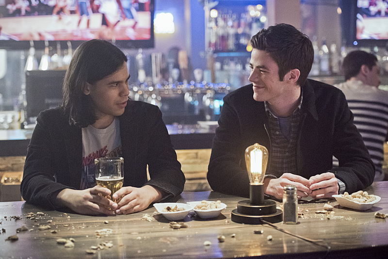 Still of Grant Gustin and Carlos Valdes in The Flash (2014)