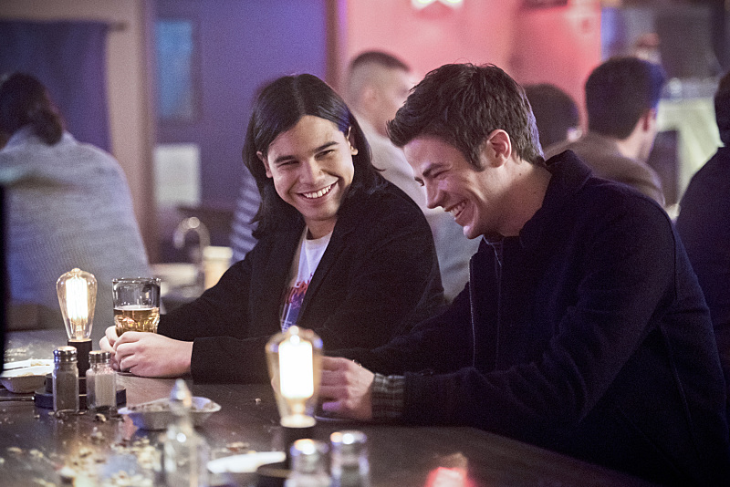 Still of Grant Gustin and Carlos Valdes in The Flash (2014)