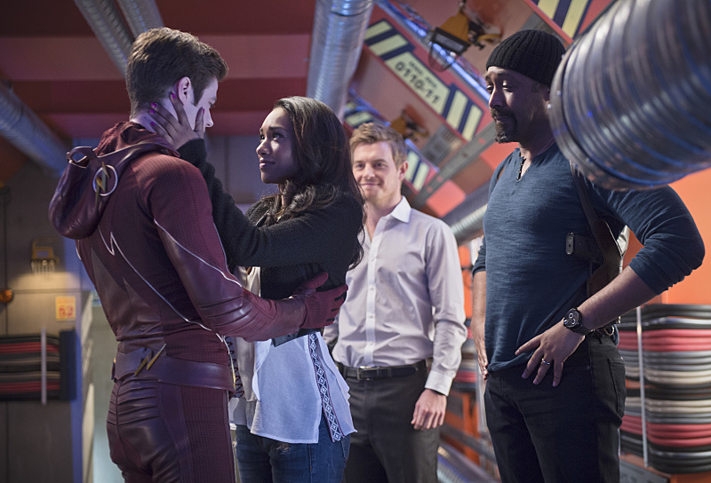 Still of Jesse L. Martin, Rick Cosnett, Grant Gustin and Candice Patton in The Flash (2014)