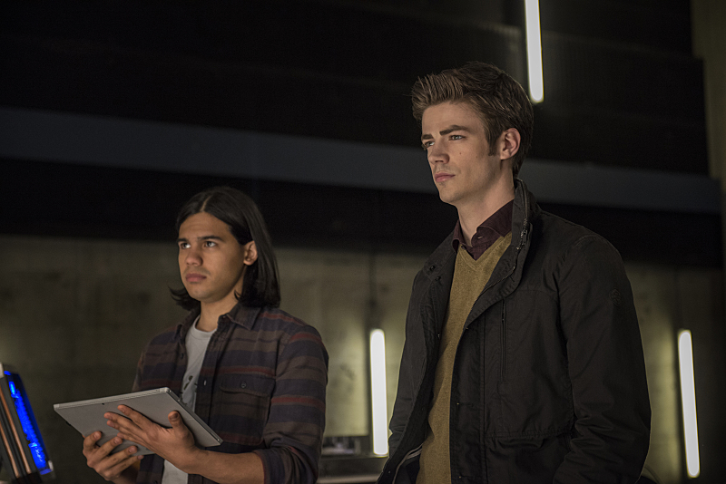 Still of Grant Gustin and Carlos Valdes in The Flash (2014)