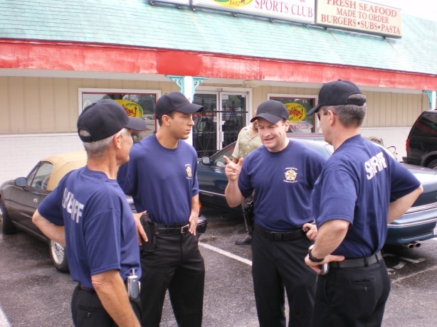 Sheriff Witten and the boys on location during the filming of Fish Hook.