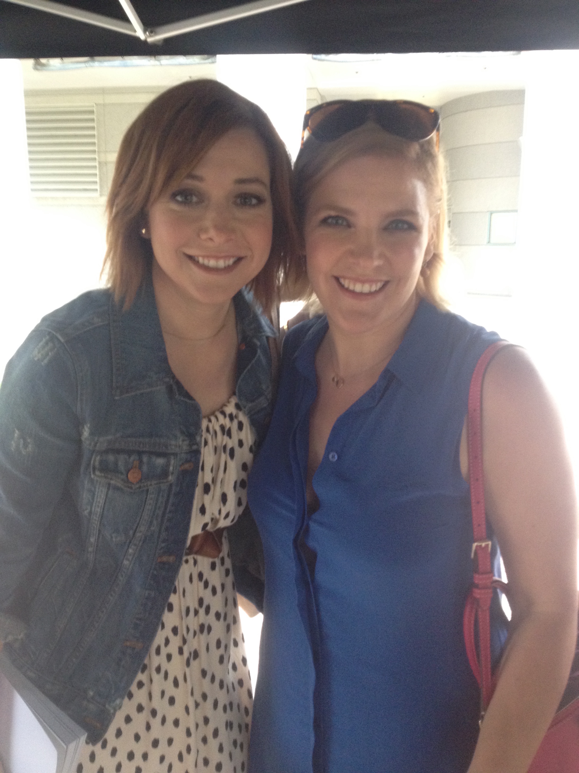 Callioep Porter with Alyson Hannigan on set for a Jockey commercial.