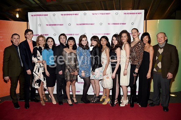 'The Sisterhood Of Night' NY Premiere and After Party NEW YORK, NY - APRIL 02: (L-R) Producer David Urrutia, actor Evan Kuzma, producer Elizabeth Cuthrell, actress Laura Fraser, actor Deema Aitken, actress Georgie Henley, Mackenzie Fernandez, actress Will