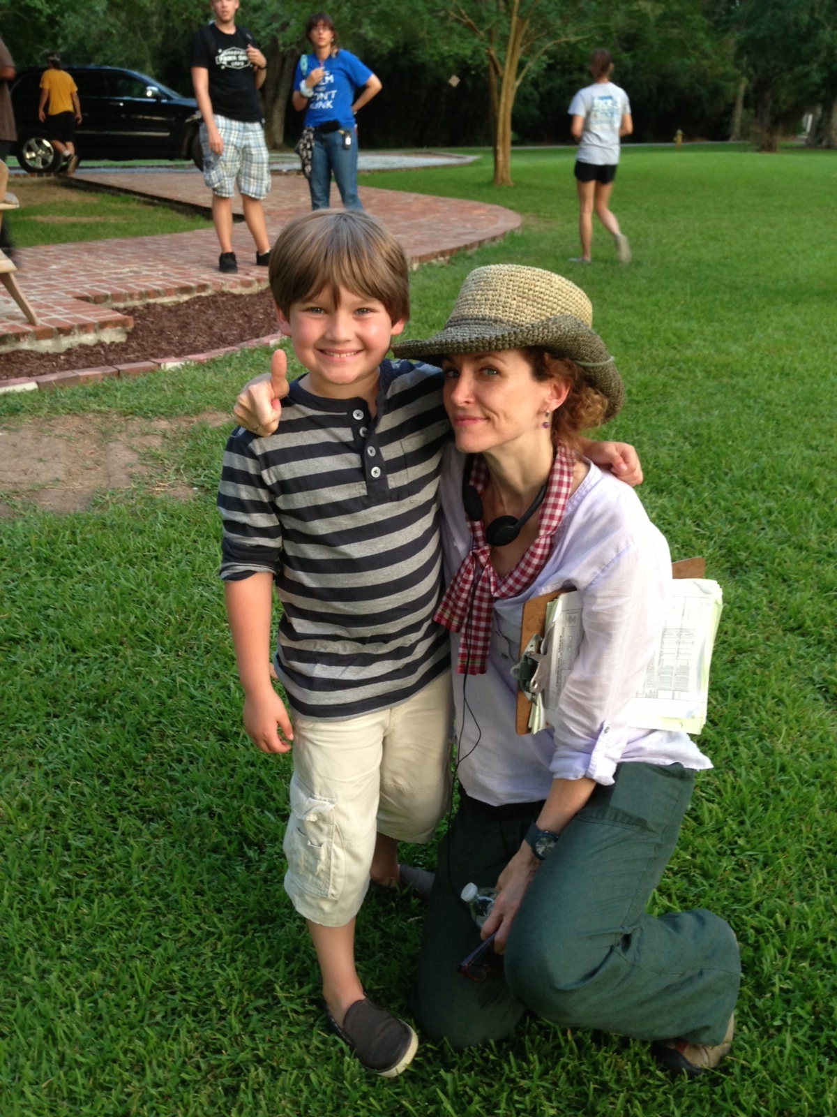 Brody Rose with Director Leslie Hope on the set of 